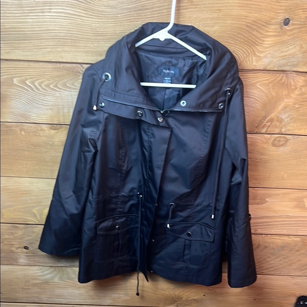 Style&Co. Black Women's‎ Jacket Pocket Zip Button Md  Lightweight Spring Summer